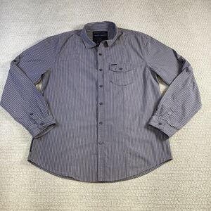 Marc Ecko Cut & Sew Mens Gray Pinstripe‎ Long Sleeve Button Down Shirt Large L